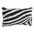 Saro Lifestyle SARO 4657.BW1220B 12 x 20 in. Oblong Black & White Zebra Goat Fur Throw Pillow with Poly Filling 4657.BW1220B